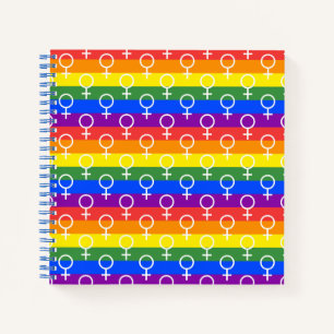 Rainbow-Muster für weibliche Symbole Notizbuch