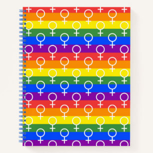 Rainbow-Muster für weibliche Symbole Notizbuch