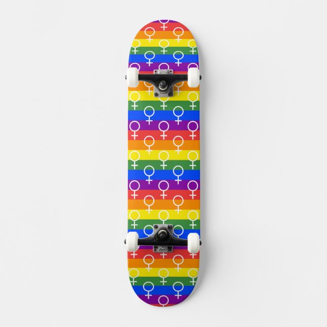Rainbow-Muster für weibliche Symbole Skateboard (Vorderseite)