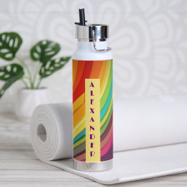 Rainbow-Muster Nr. 2 Personalisierter Name Trinkflasche