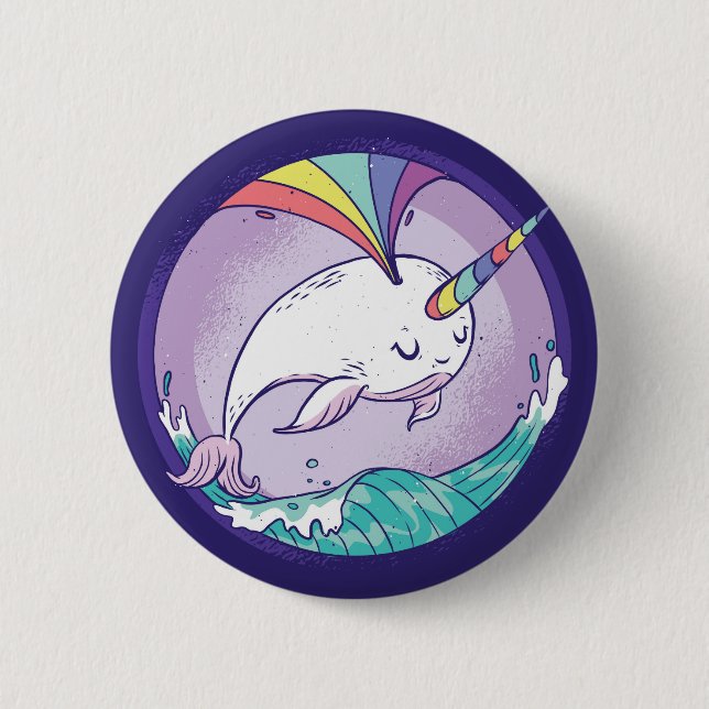 Rainbow Narwhal Button (Vorderseite)