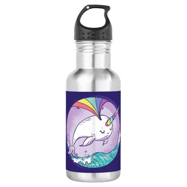 Rainbow Narwhal Edelstahlflasche (Vorderseite)