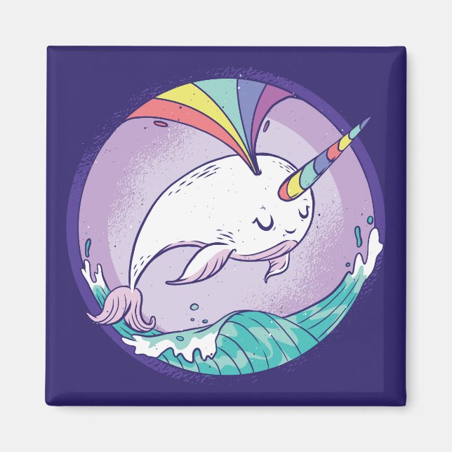 Rainbow Narwhal Magnet (Vorne)