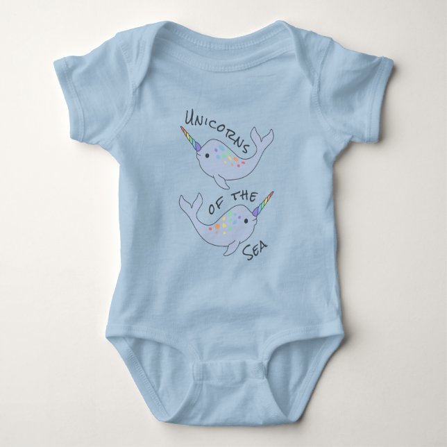 Rainbow Narwhal Sea Unicorns Baby Bodysuit Strampler (Vorderseite)