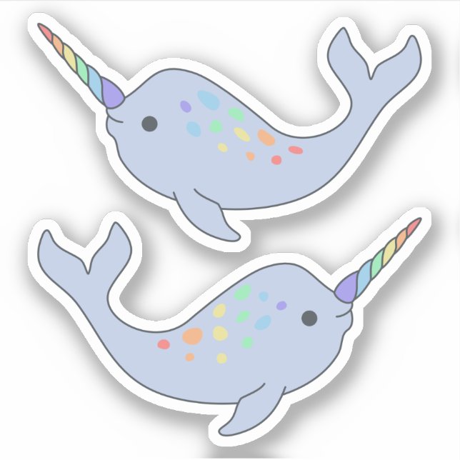 Rainbow Narwhal Vinyl Stickers Aufkleber (Vorderseite)