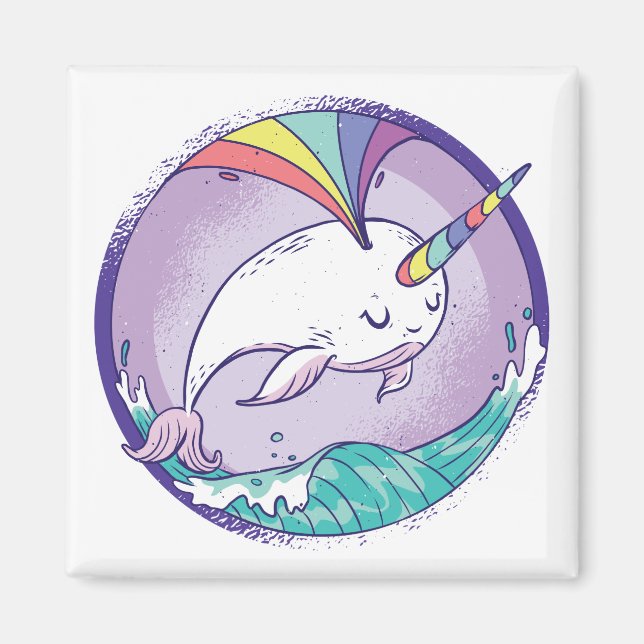 Rainbow Narwhale Magnet (Vorne)