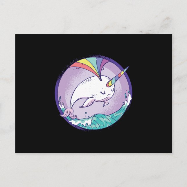 Rainbow Narwhale Postkarte (Vorderseite)