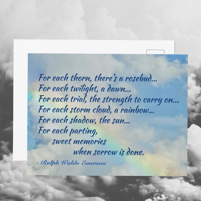 Rainbow Nature Poetry Emerson Quote Beileid Postkarte (Von Creator hochgeladen)
