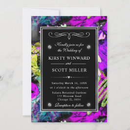 Rainbow Neon Abstrakt Glitzer Frame Wedding Einladung