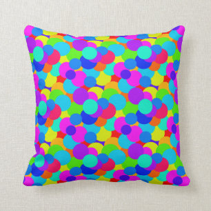 Rainbow Neon Bright Colors Circles Bubbles Tee Kissen