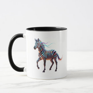 Rainbow Neon Fantasy Zebra Tasse
