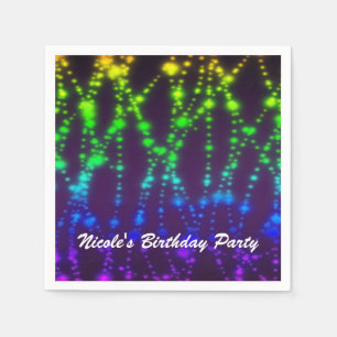 Rainbow Neon Lights Sparkle Geburtstagsparty Serviette