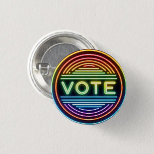 Rainbow Neon Vote Sign Button