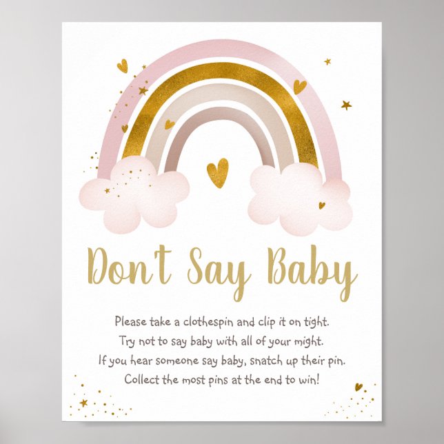 Rainbow Neutral Gold Pastel Say Baby Game nicht Poster (Vorne)