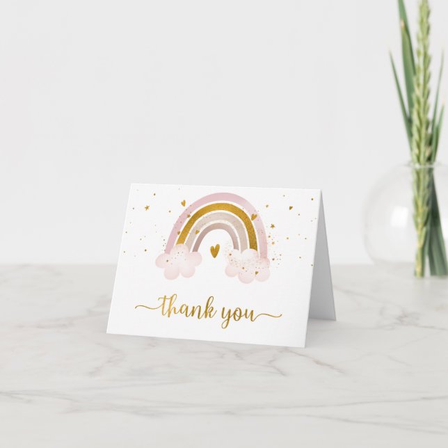 Rainbow Neutral or Pastel Baby shower Merci (Devant)