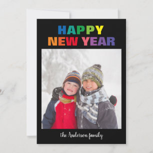 Rainbow New Year Foto - Weihnachtskarte Einladung