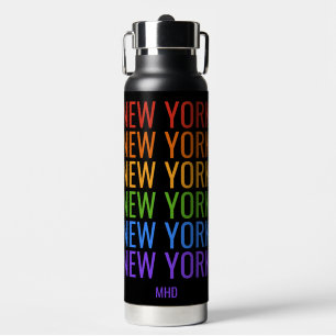 Rainbow NEW YORK Custom Monogramm Trinkflasche