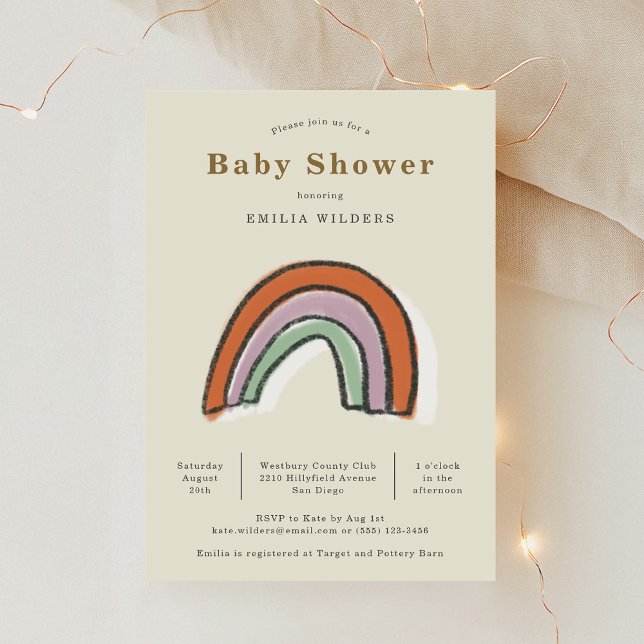Rainbow Newborn Illustration Baby Shower Einladung (Rainbow Newborn Illustration Baby Shower Invitation)