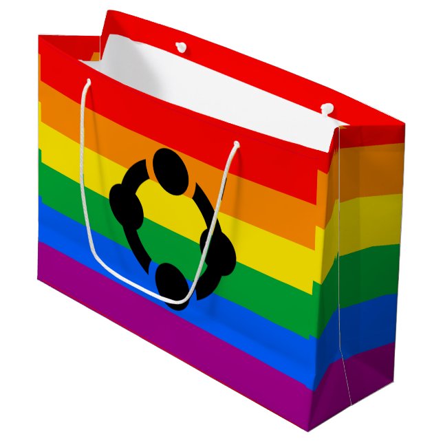 Rainbow Niche Pride Flag Große Geschenktüte (Vorderseite Schrägansicht)