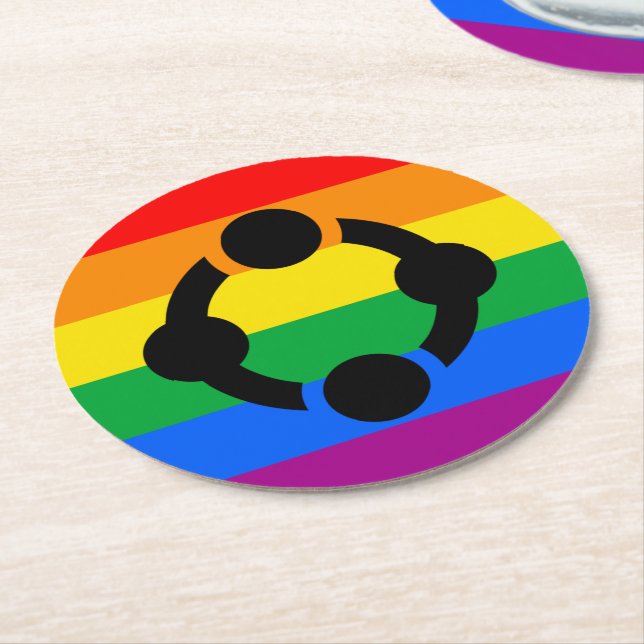 Rainbow Niche Pride Flag Runder Pappuntersetzer (Angewinkelt)