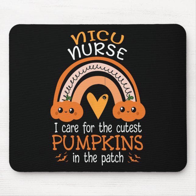 Rainbow NICU Nurse Niedliche Pumpkins in Patch Ha Mousepad (Vorne)