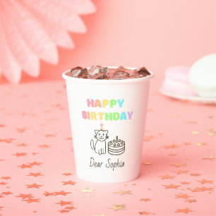 Rainbow&Niedlich Cat Happy Birthday Pappbecher