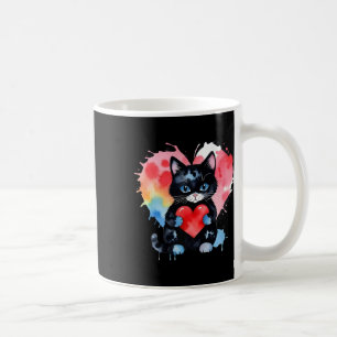 Rainbow Niedlich Cat Hugging Valentine Heart Kitty Kaffeetasse