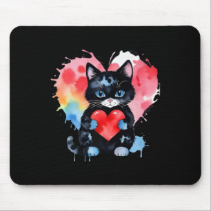 Rainbow Niedlich Cat Hugging Valentine Heart Kitty Mousepad