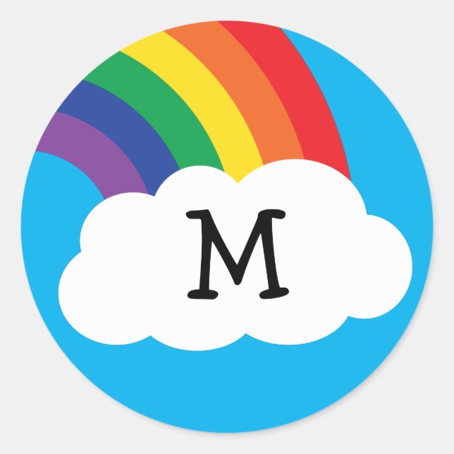 Rainbow Niedlich Kids Name Umschlag Aufkleber Stic (Vorderseite)