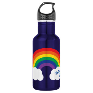 Rainbow Niedlich Kinder Wasser Flasche mit Name Edelstahlflasche
