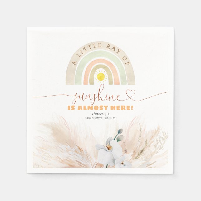 Rainbow Niedlich Pampas Grass Floral Baby Dusche Serviette (Vorderseite)