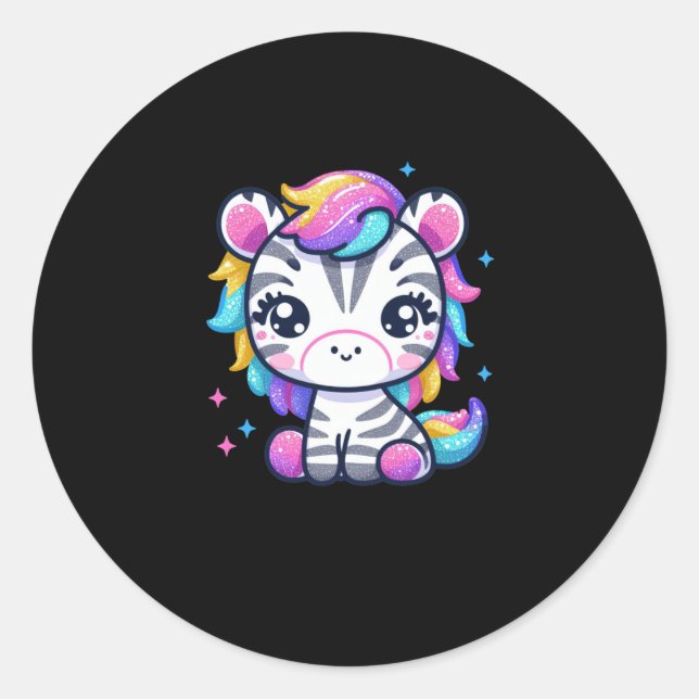 Rainbow Niedlich Zebra Sticker (Vorderseite)