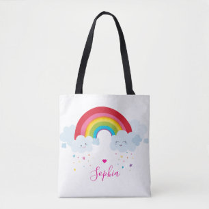 RAINBOW niedliche Wolken hübsche helle Farben Name Tasche