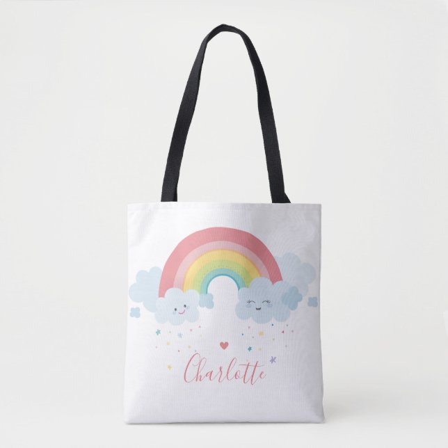 RAINBOW niedliche Wolken hübsche Pastellfarben Nam Tasche (Vorderseite)