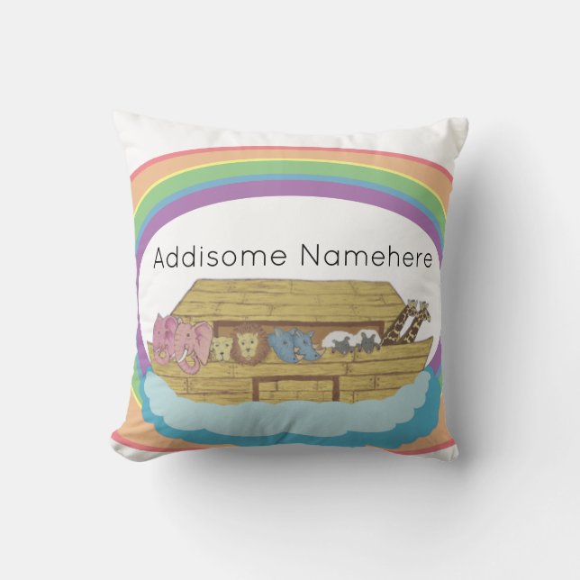 Rainbow Noahs Arche auf dem Weißen individuelle Na Kissen (Vorderseite)