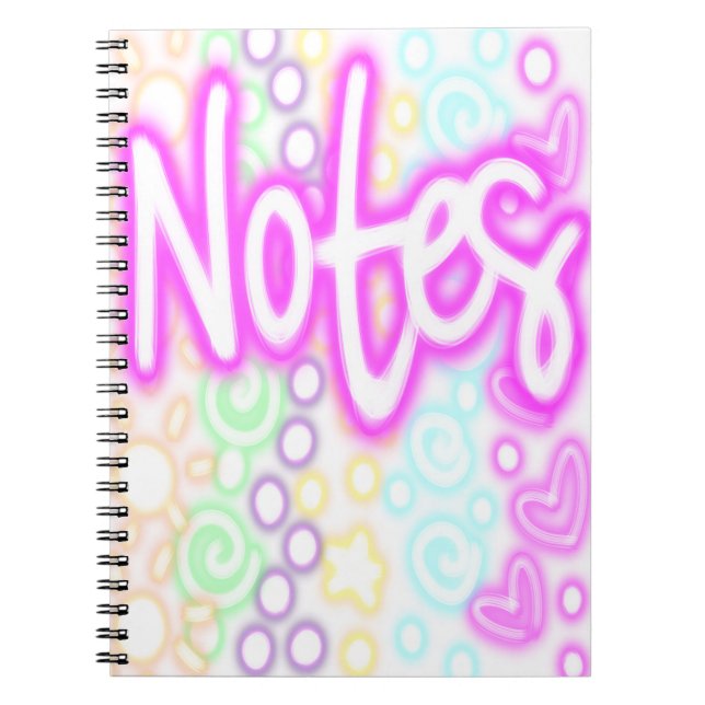 Rainbow “Notes” Notebook – Neon Pastel Aesthetic  Notizblock (Vorderseite)
