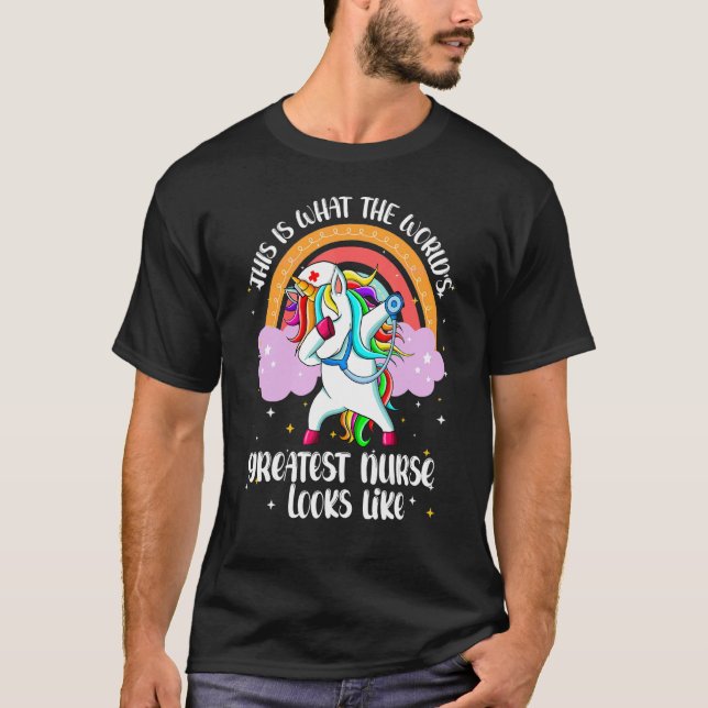 Rainbow Nurse Nurse Nursing Unicorsing weltweit Be T-Shirt (Vorderseite)