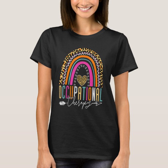 Rainbow Occupational Therapy Leopard OT Therapist T-Shirt (Vorderseite)