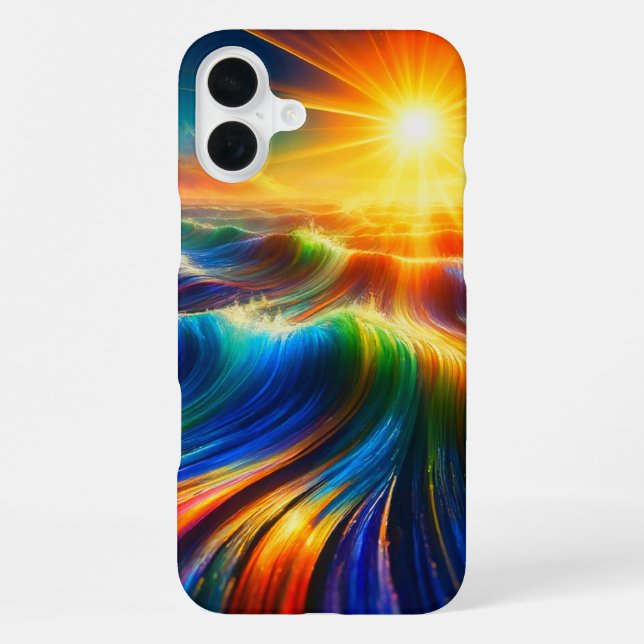 Rainbow Ocean Wave Phone Case iPhone 16 Plus Hülle (Rückseite)