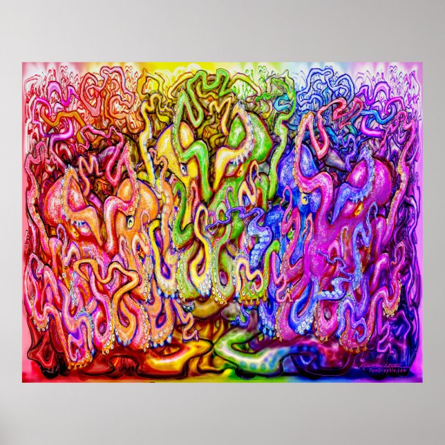 Rainbow Octopi Tentacles Poster (Vorne)