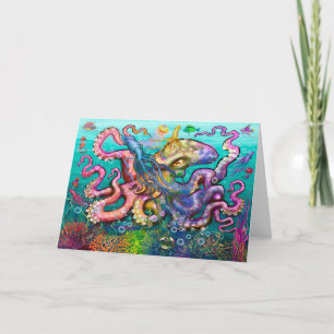 Rainbow Octopus Tintenfischs Card Karte