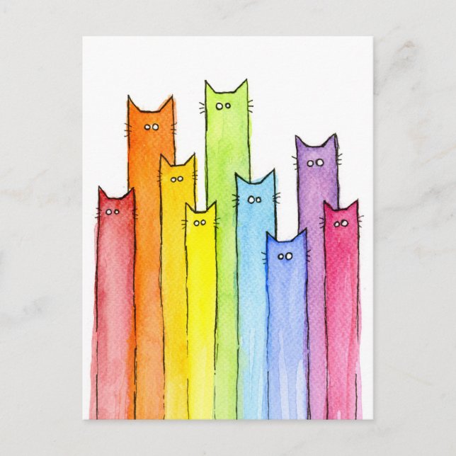 Rainbow of Cats Funny Carte postale (Devant)