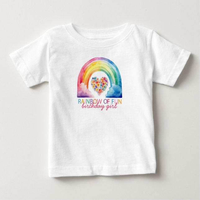 Rainbow of Fun Birthday Girl Baby T - Shirt (Vorderseite)