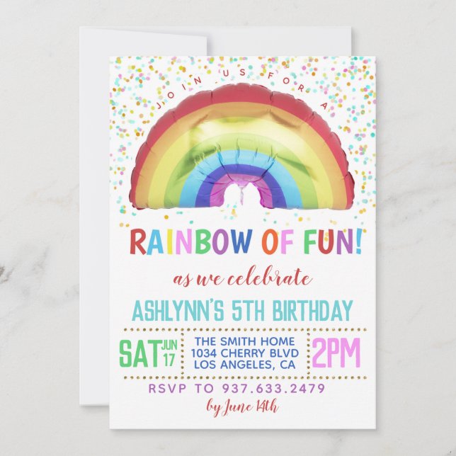 Rainbow of Fun Birthday Invitation (Devant)