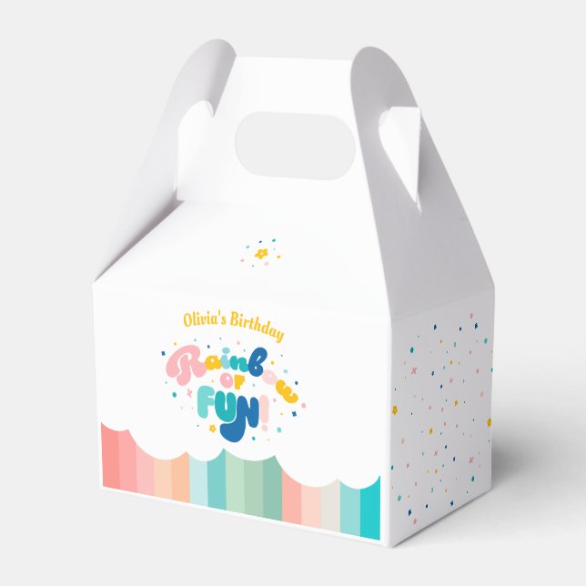 Rainbow of Fun Birthday Party Theme Geschenkschachtel (Vorderseite)