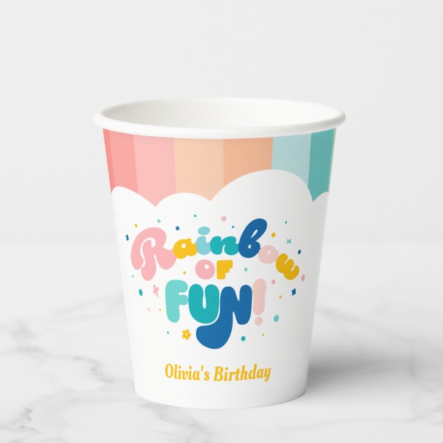 Rainbow of Fun Birthday Party Theme Pappbecher (Vorderseite)