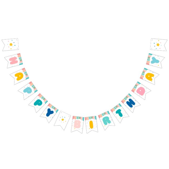 Rainbow of Fun Birthday Party Theme Wimpelkette (Alle)