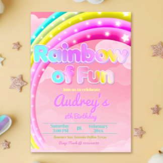 Rainbow of Fun - Girl Birthday Einladung