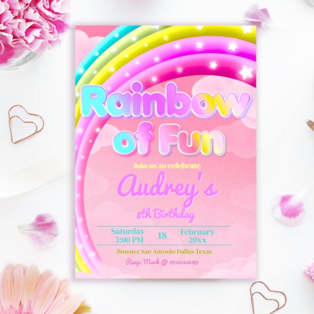 Rainbow of Fun - Girl Birthday Einladung (Rainbow of Fun - Girl Birthday Invitation)