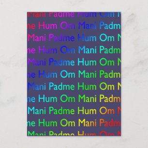 Rainbow Om Mani Padme Hum auf Lila Postkarte